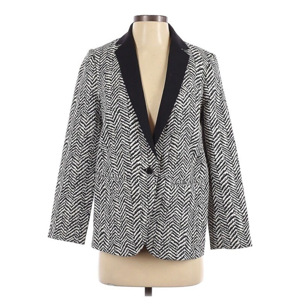 JOE’S JEANS Zebra Print Tuxedo Jacket Blazer Boyfriend Black Gray‎ Small New